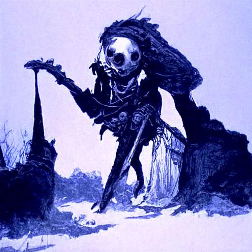 Horror Skeleton Witch in Doré Style