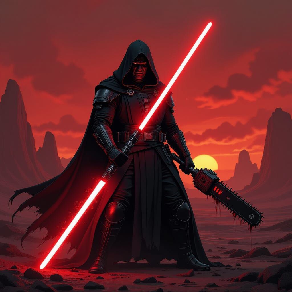 Ash Williams as Sith Lord with Chainsaw Hand