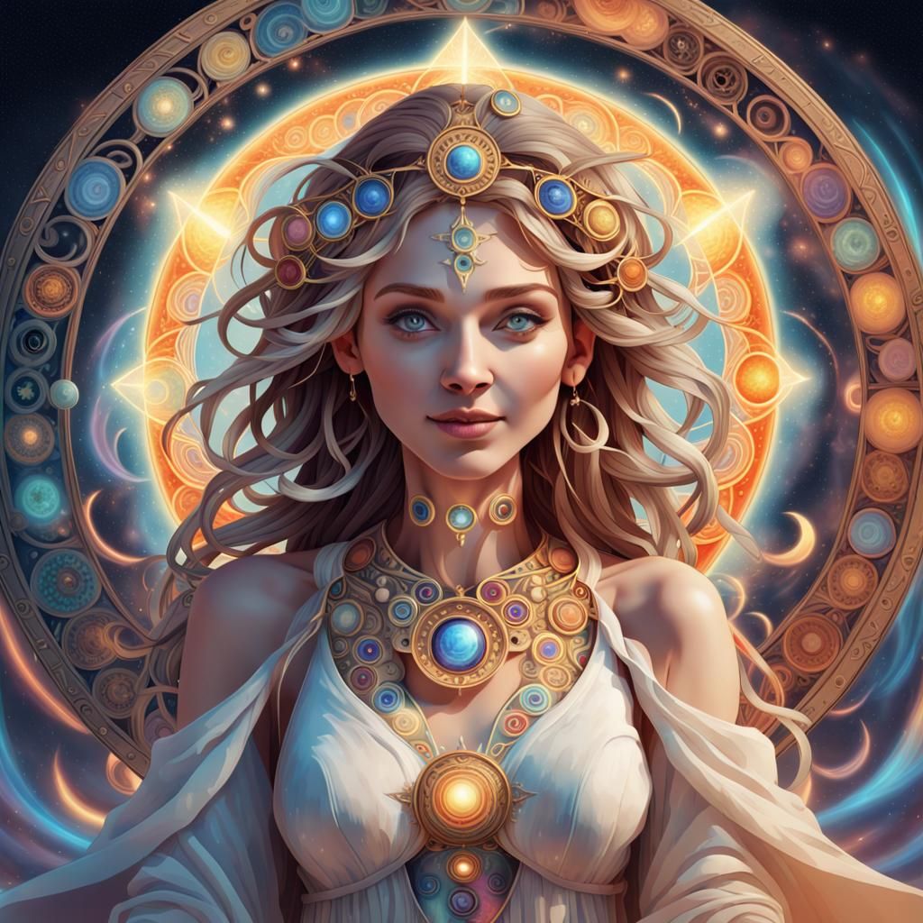 Luminous Woman with Celestial Magic Circles