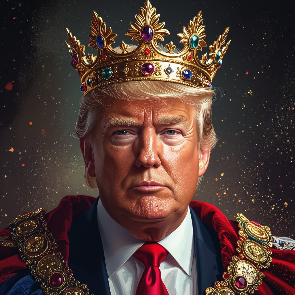 Donald Trump Crowned in Regal Golden Fantasy Art