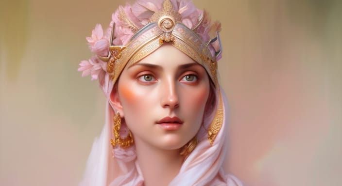 Leto, Greek Titan Goddess Portrait in Art Nouveau Style