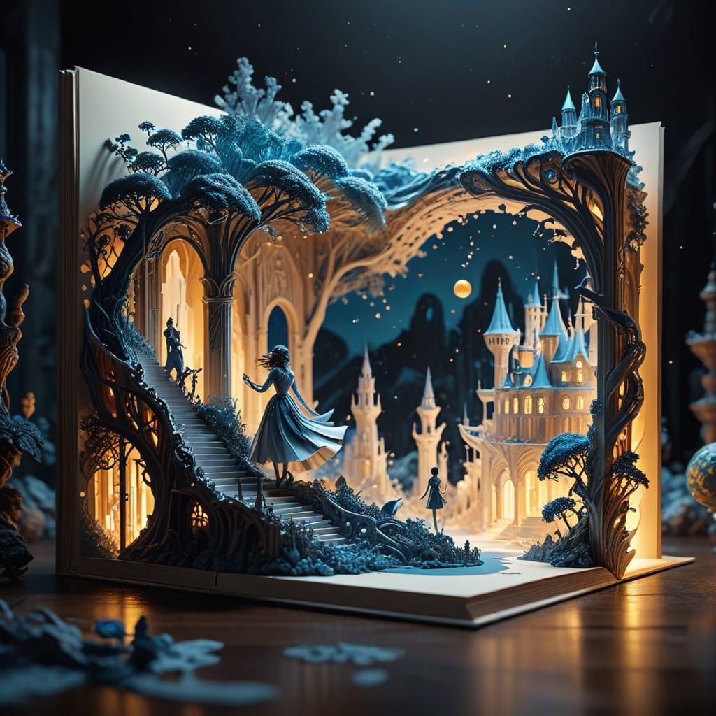 Sci-Fi Metropolis in Pop-Up Book Diorama