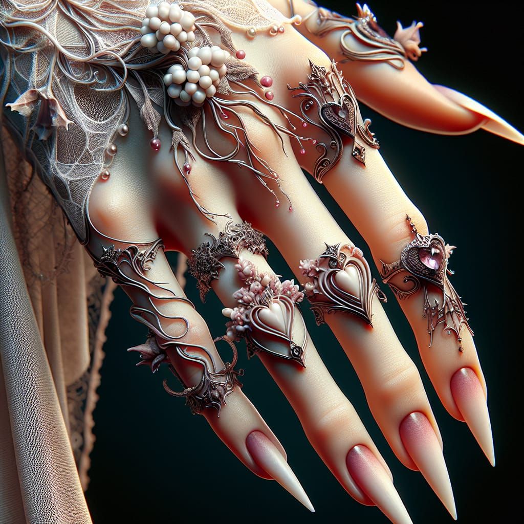 Fantasy Hand with Heart Rings: Matte Painting Style