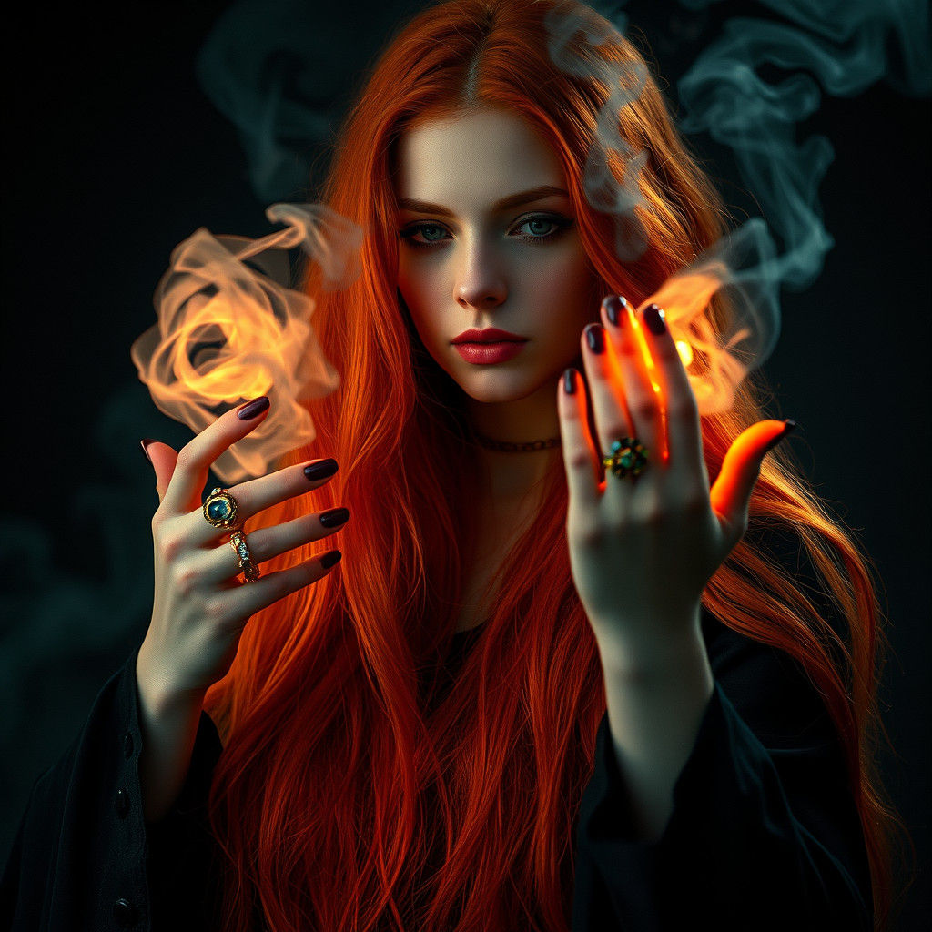 Mystical Sorceress with Red Hair, Cinematic Still