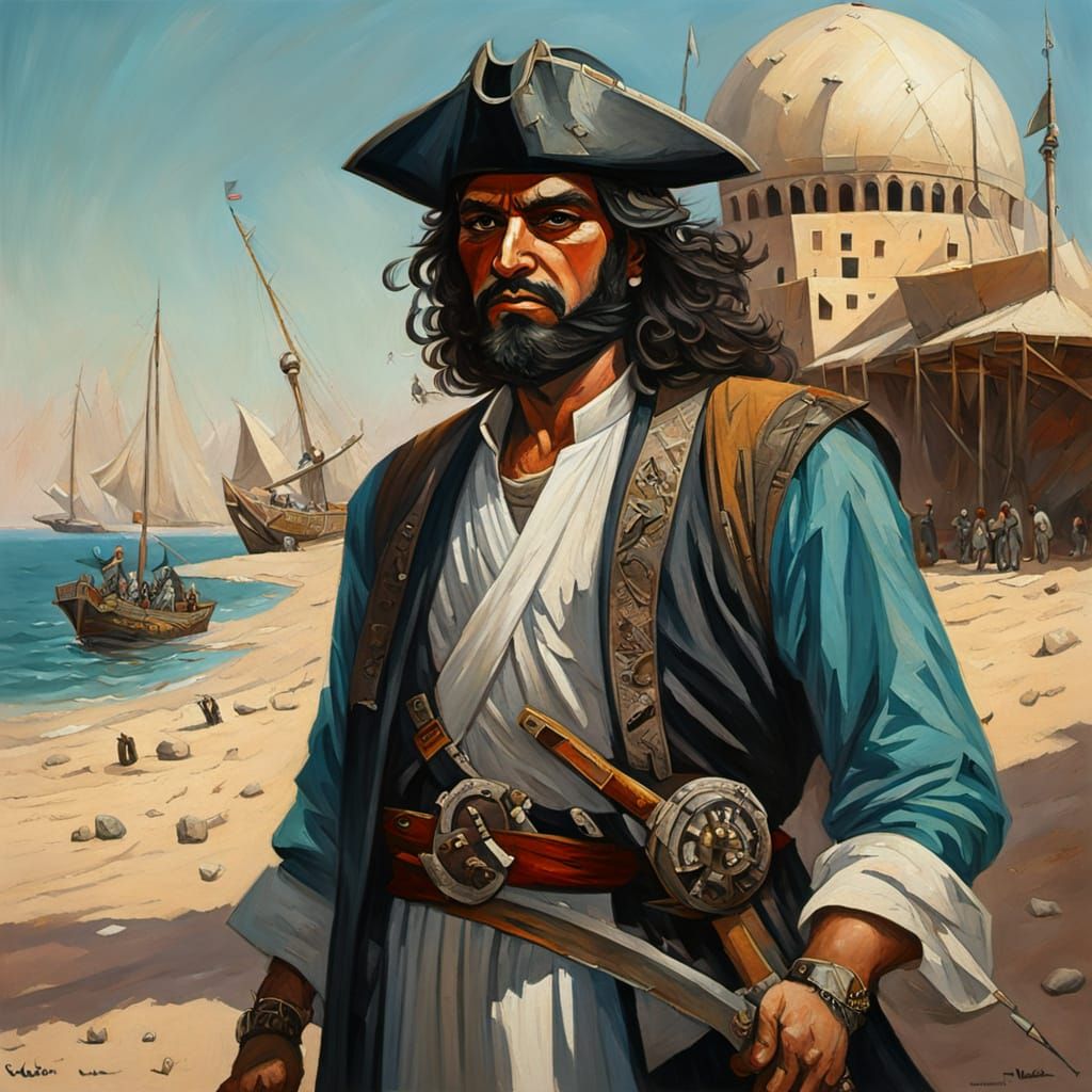 Muslim Prince Pirate Training with Masters in Futurism Style