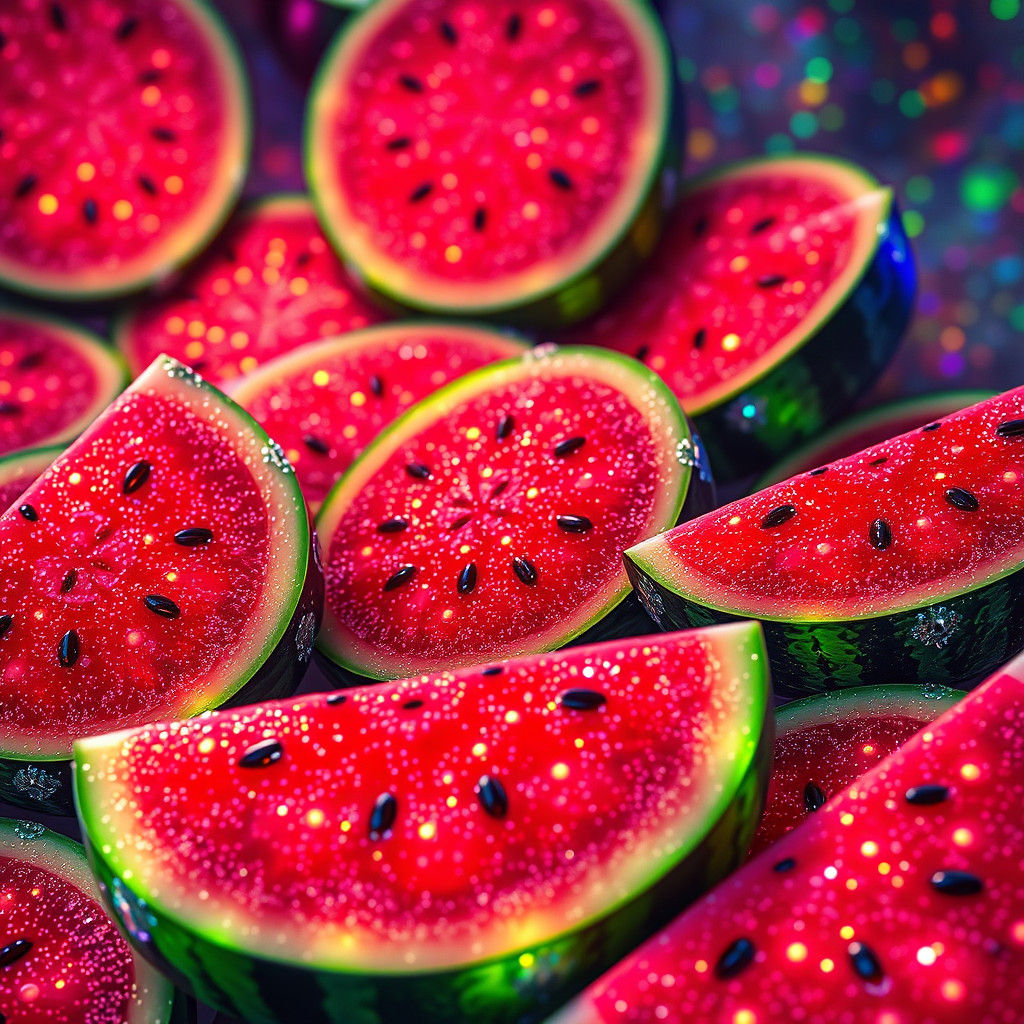 Pointillist Watermelon Stained Glass Fantasy Art