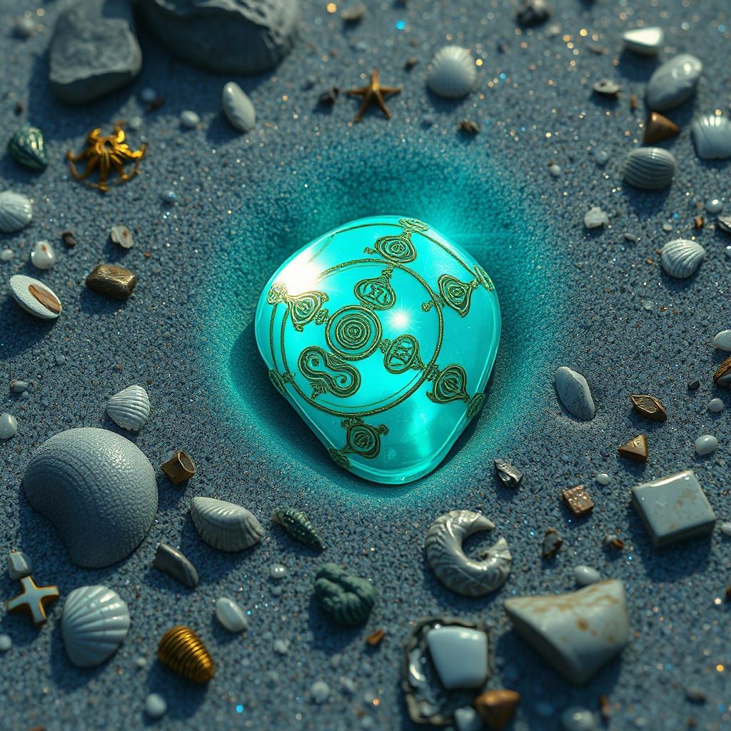 Mystical Turquoise Gemstone on Iridescent Sand