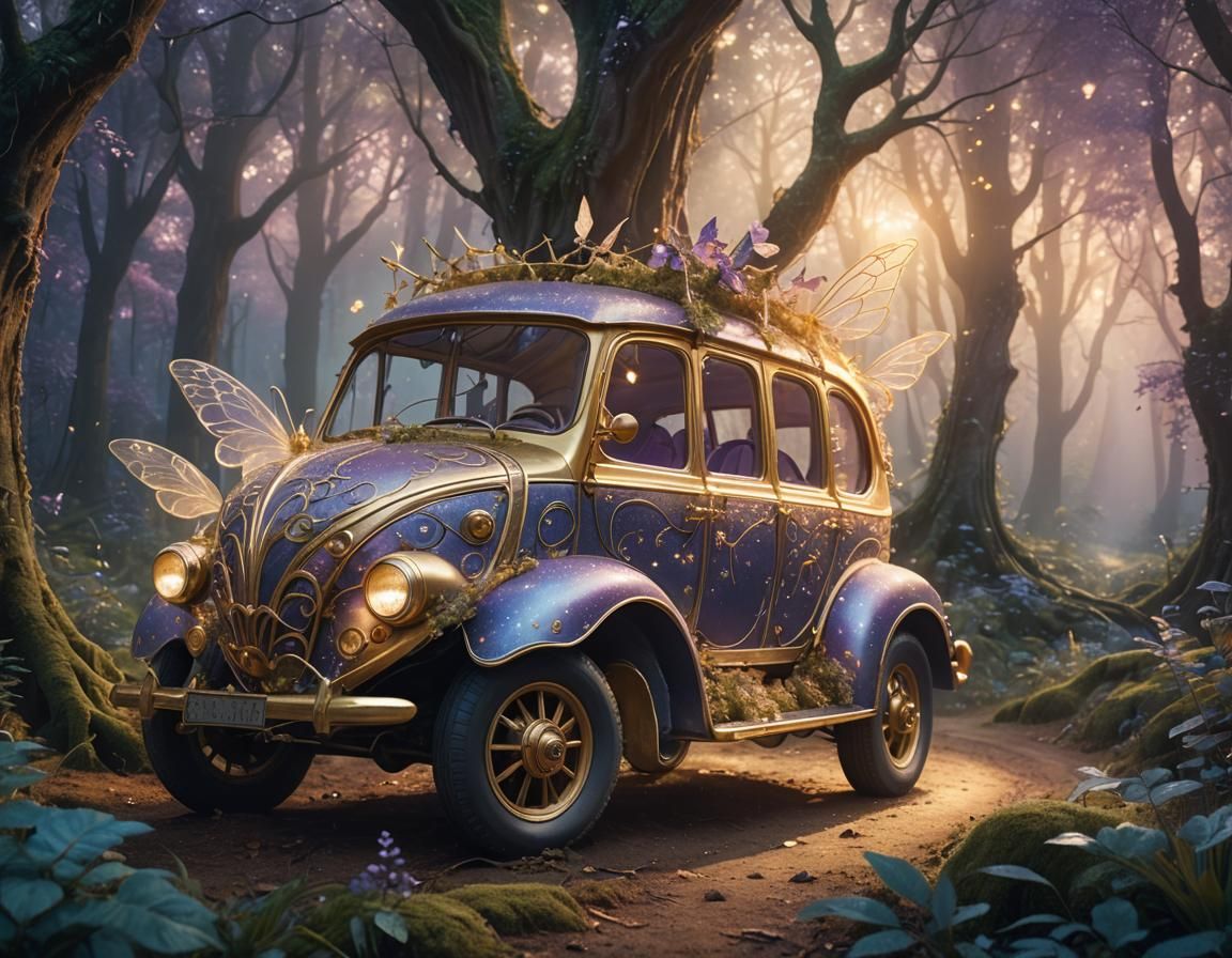 Enchanted Fairy Vehicle in Dreamy Forest