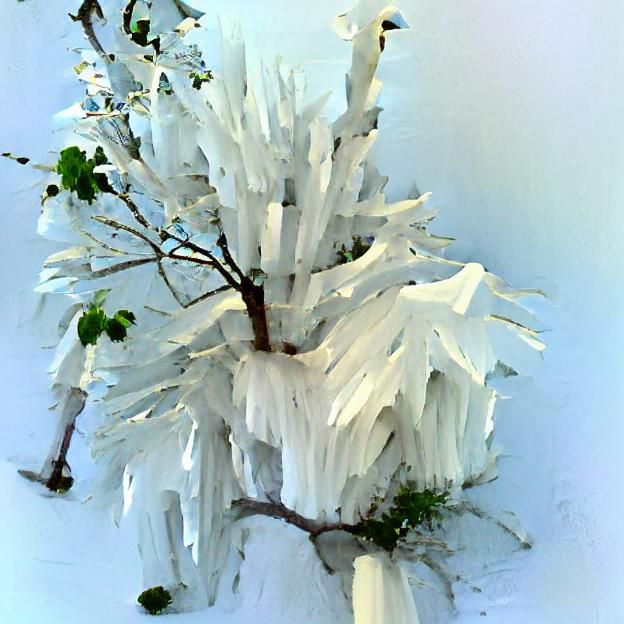 Icy White Tree in Winter Landscape