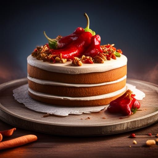 Chili Chocolate Cheesecake with Peanut Brittle, Digital Art