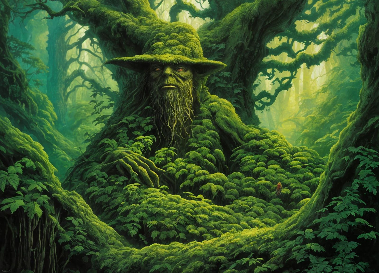 Moss-Covered Treeman in Deep Colors and Detail