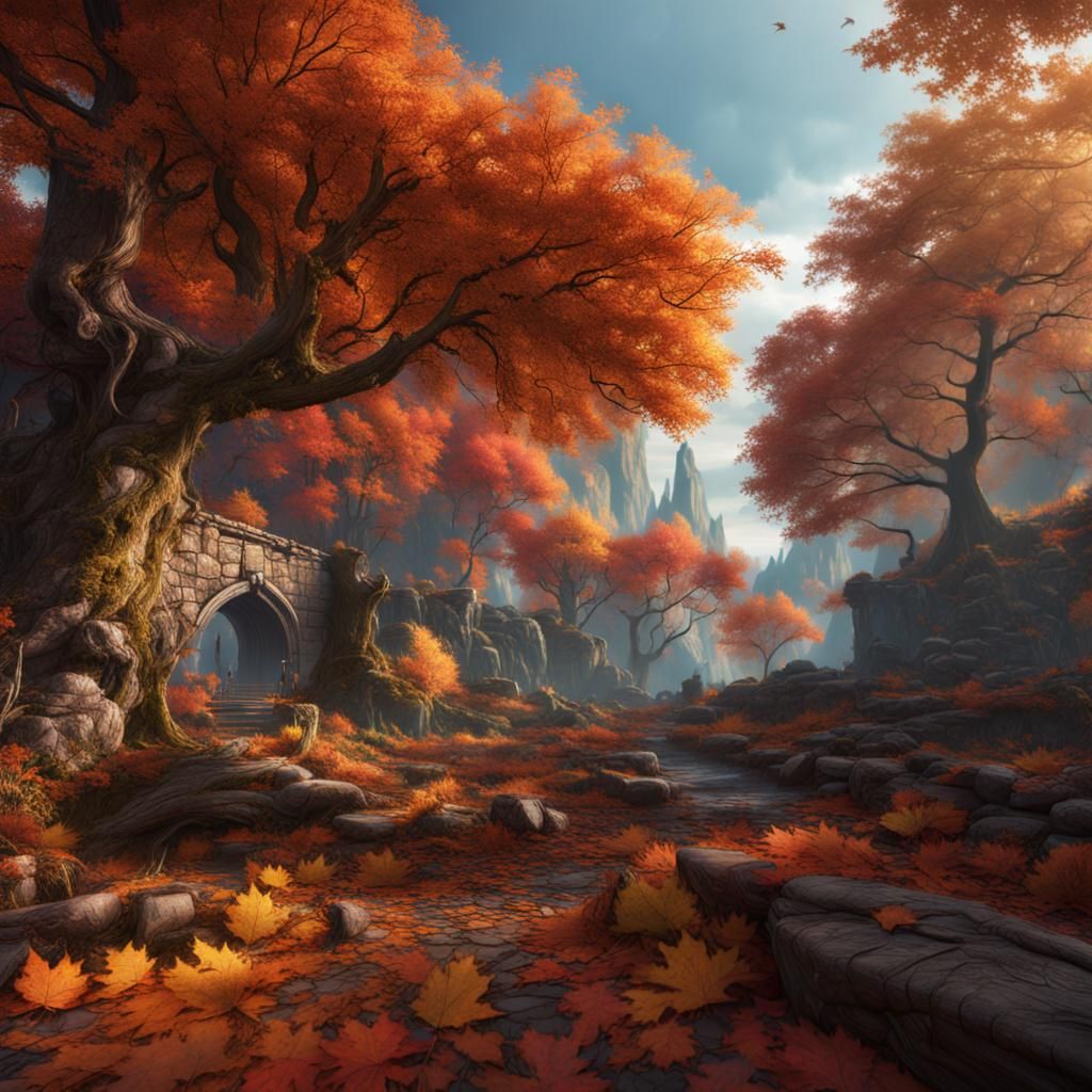 Detailed Matte Painting of Autumn Season