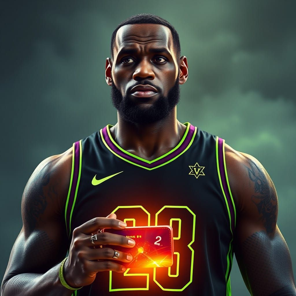 LeBron James in Cyberpunk-Inspired Jersey with Advanced Tech...