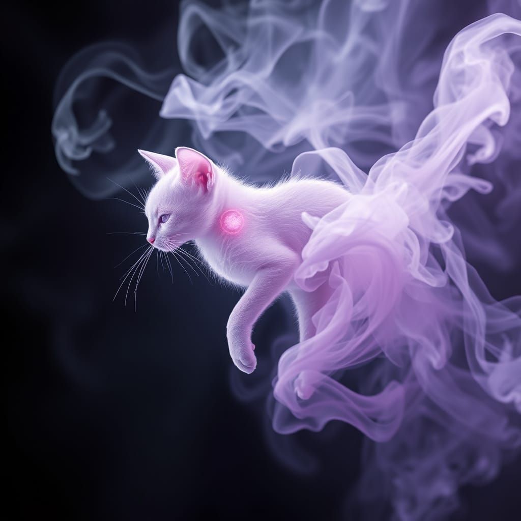 Lilac Smoke Feline Emerges from Whispers of Atmosphere