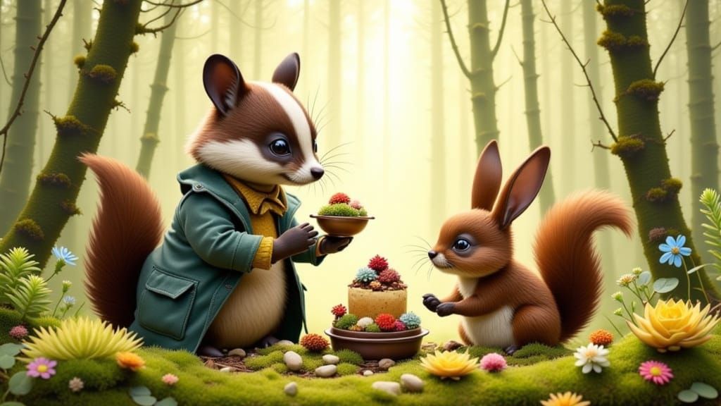 ”Have a cupcake Mr Bunny”, said Mr Badger.