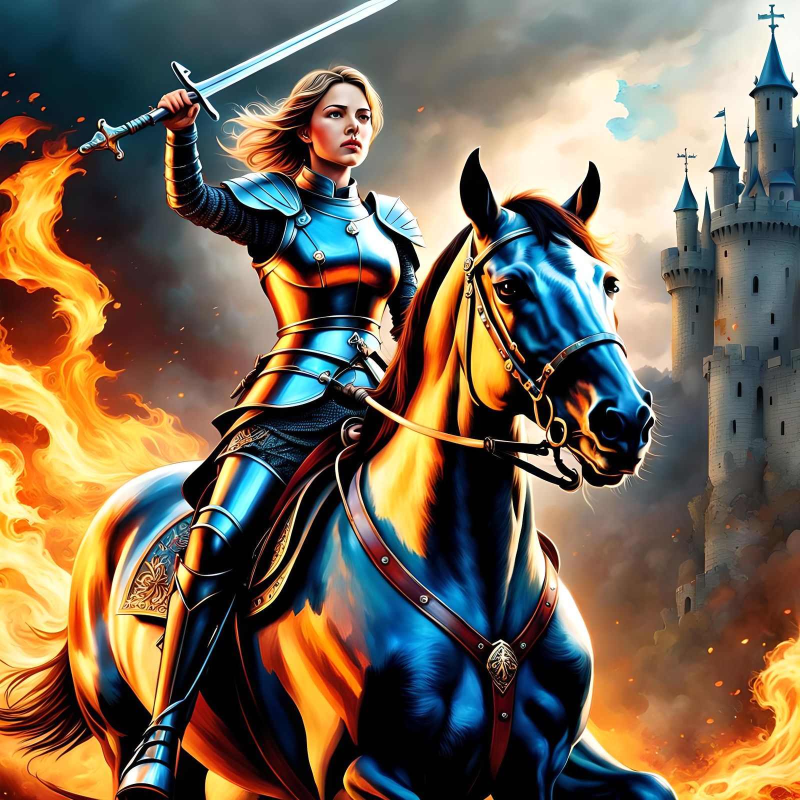 Epic Joan of Arc Melts Fortress with Flaming Sword