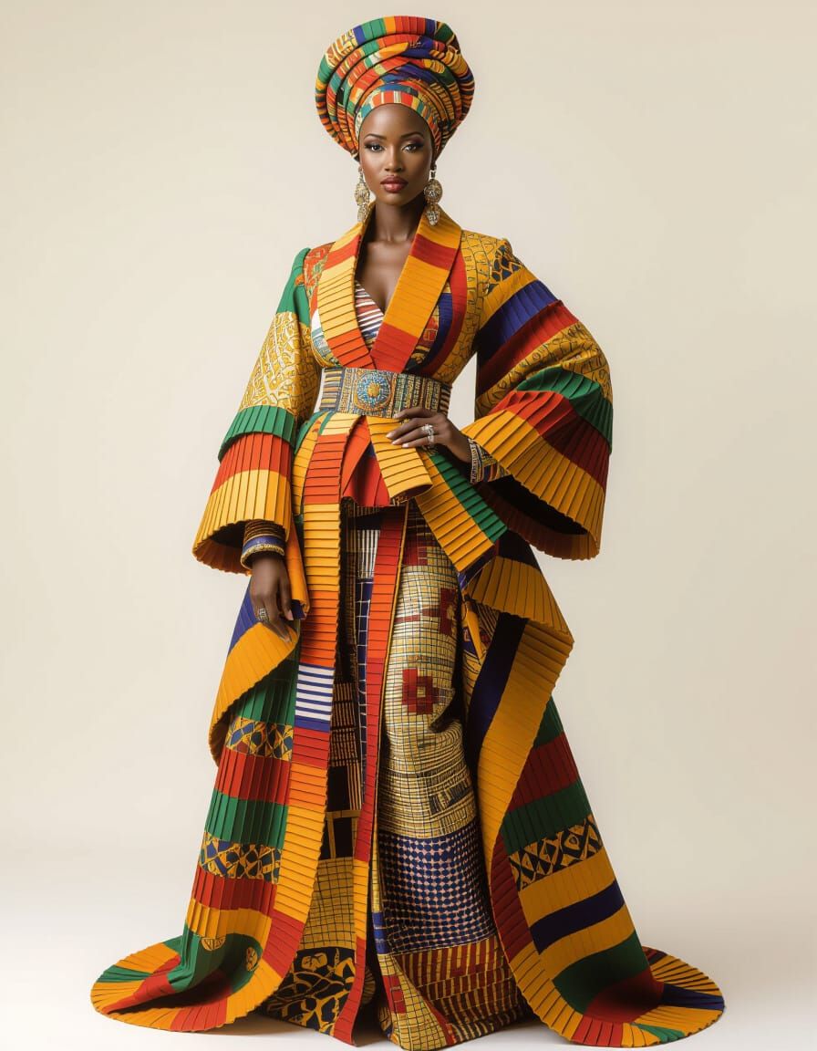 Elegant African Woman in Ornate Robes