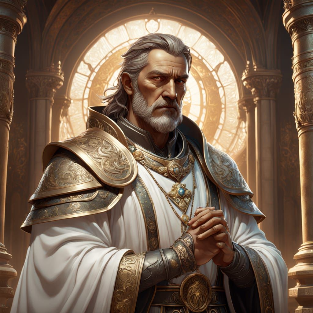 Majestic Priest Before Golden God