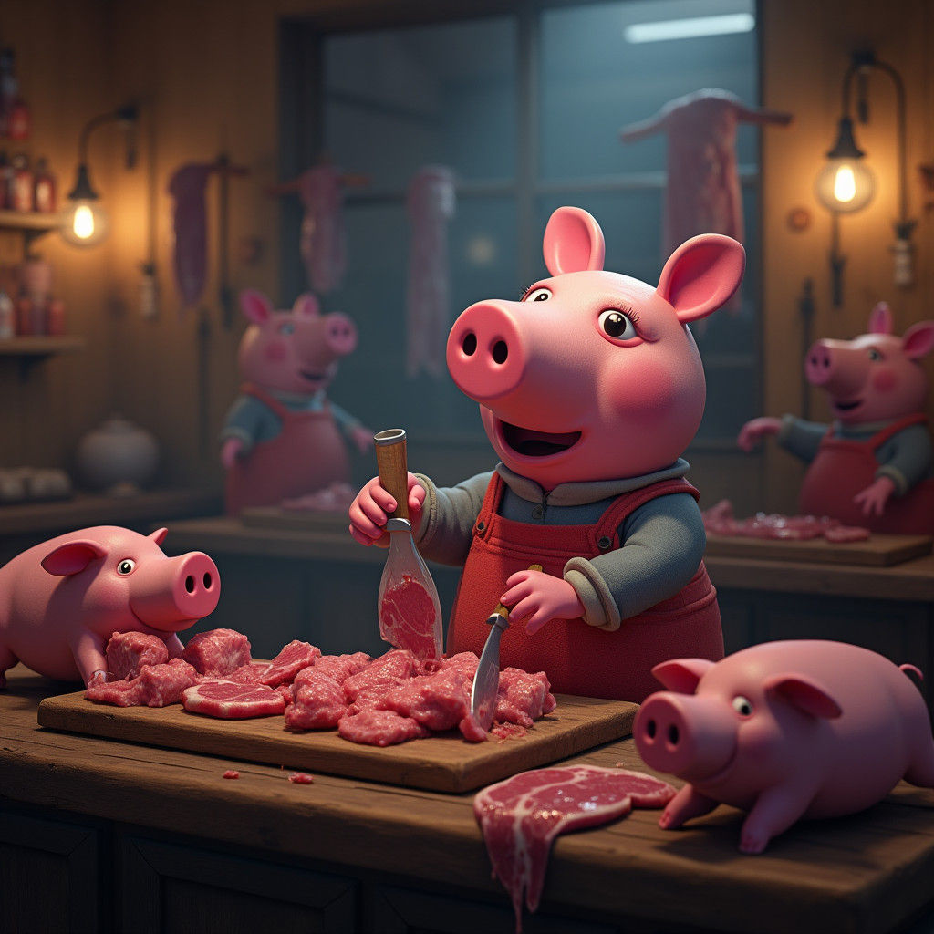 Peppa Pig in Surreal Abattoir, Matte Painting