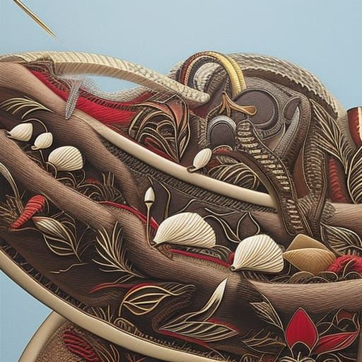 Hyperrealistic Leather and Stone Digital Illustration