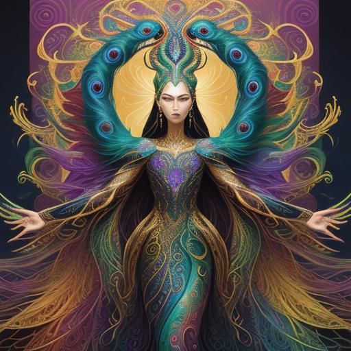 Woman Transforms to Serpent in Abstract Expressionist Art