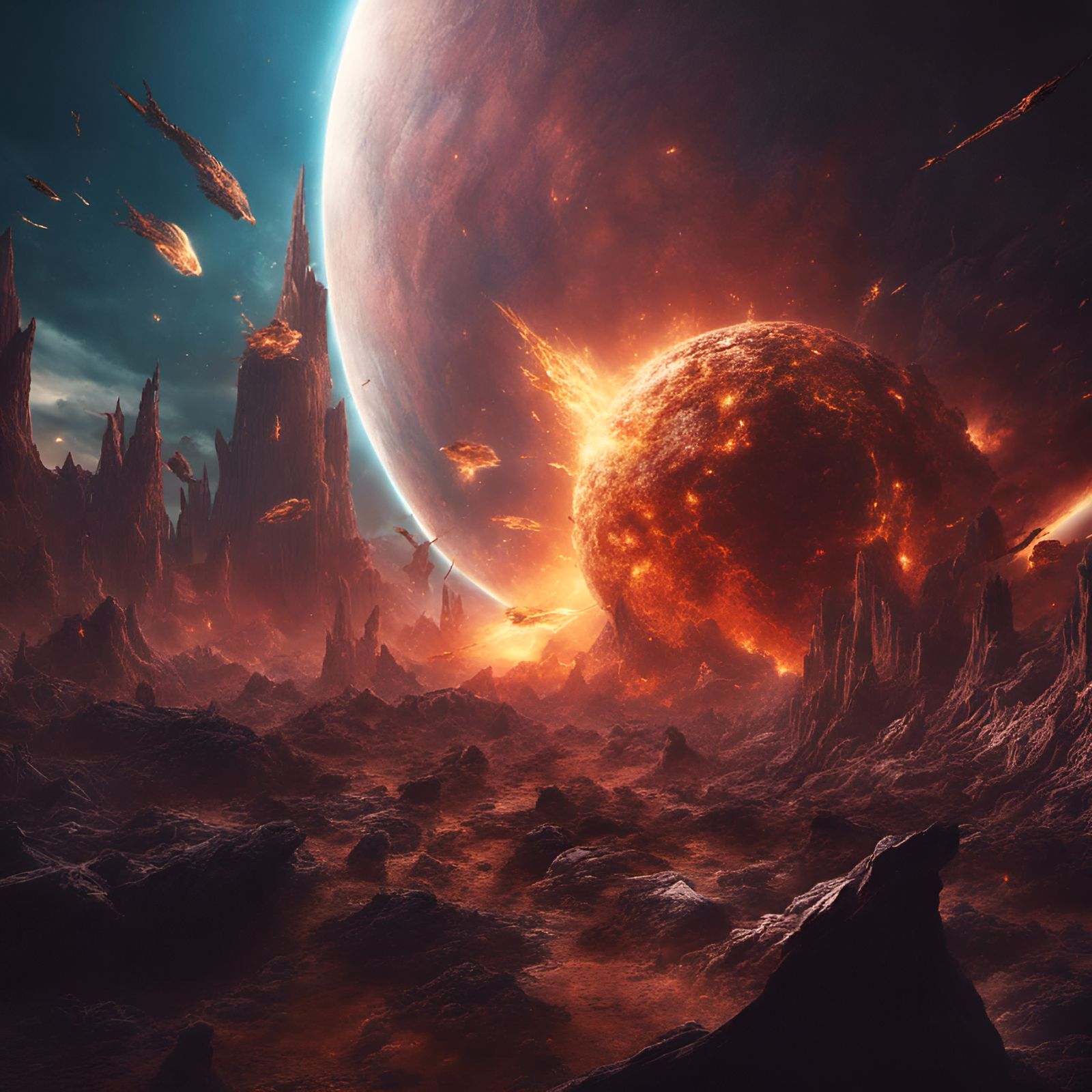 Planet Exploding with Spear of Light