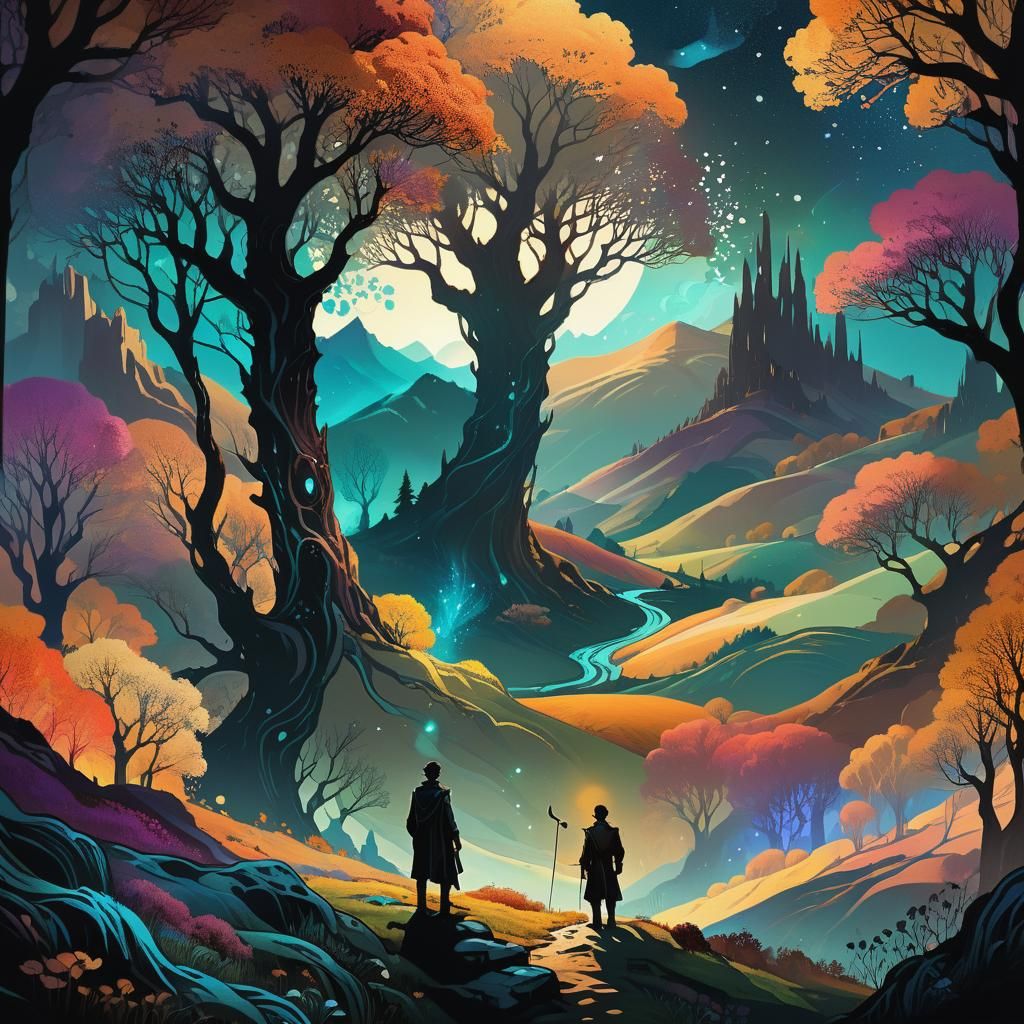 Lucid Dream in a Dark Fantasy Landscape