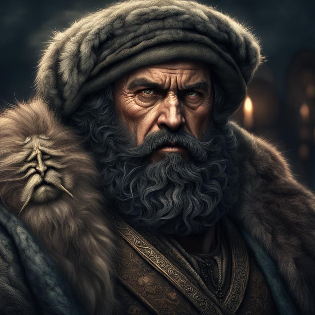 Dark Fantasy: Massive Bearded Man in Medieval Fur