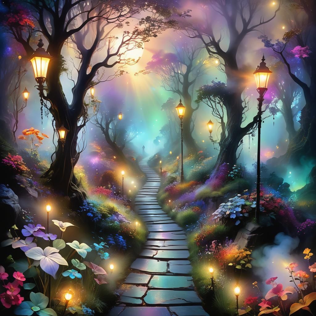 Surreal Dreamscape Path in Oil on Canvas