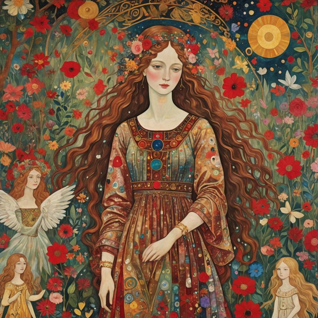 Goddess with Cosmic Angel in Ethereal Style