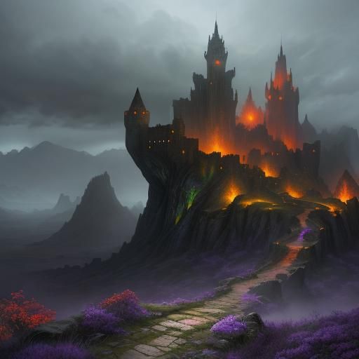 Fantasy Warrior Amidst Ruined Landscape