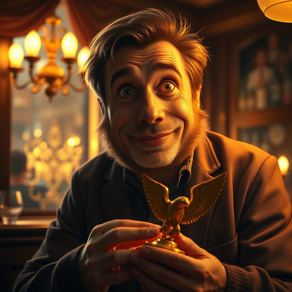 Golden Hour Portrait of a Man Holding Award