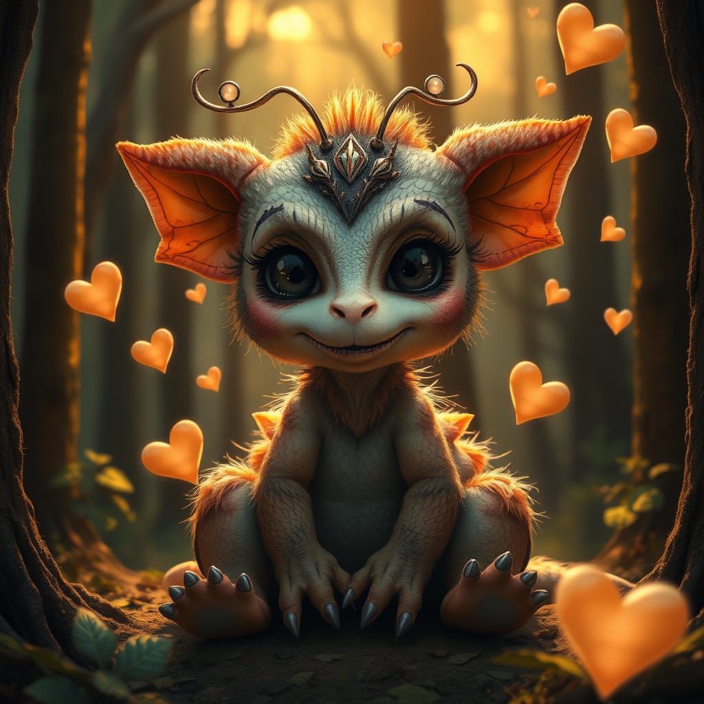Whimsical, Fantastical Creature in Enchanted Forest