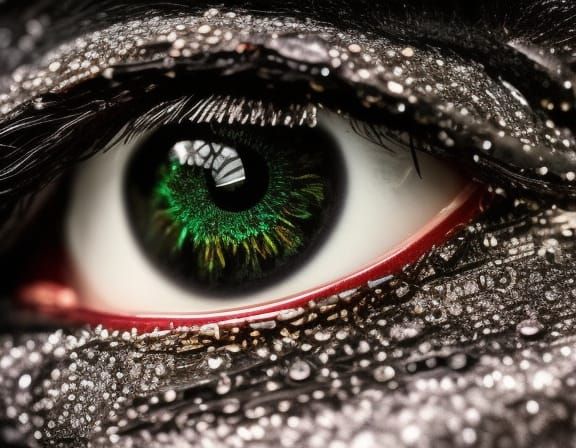 Crying Eye with Black Crystal Tears in HDR