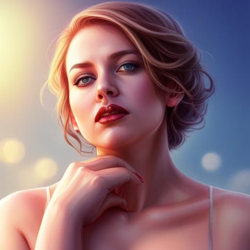 Hyperrealistic Portrait of Plump Giantess in Candyland Style