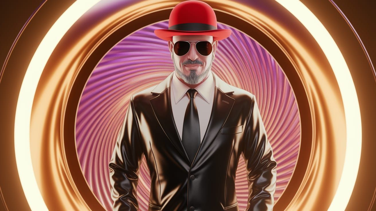 Satan in Black Satin Suit with Red Bowler