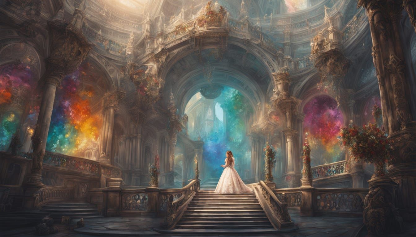 Princess Tiara with Rainbow Gemstones in Gouache Style