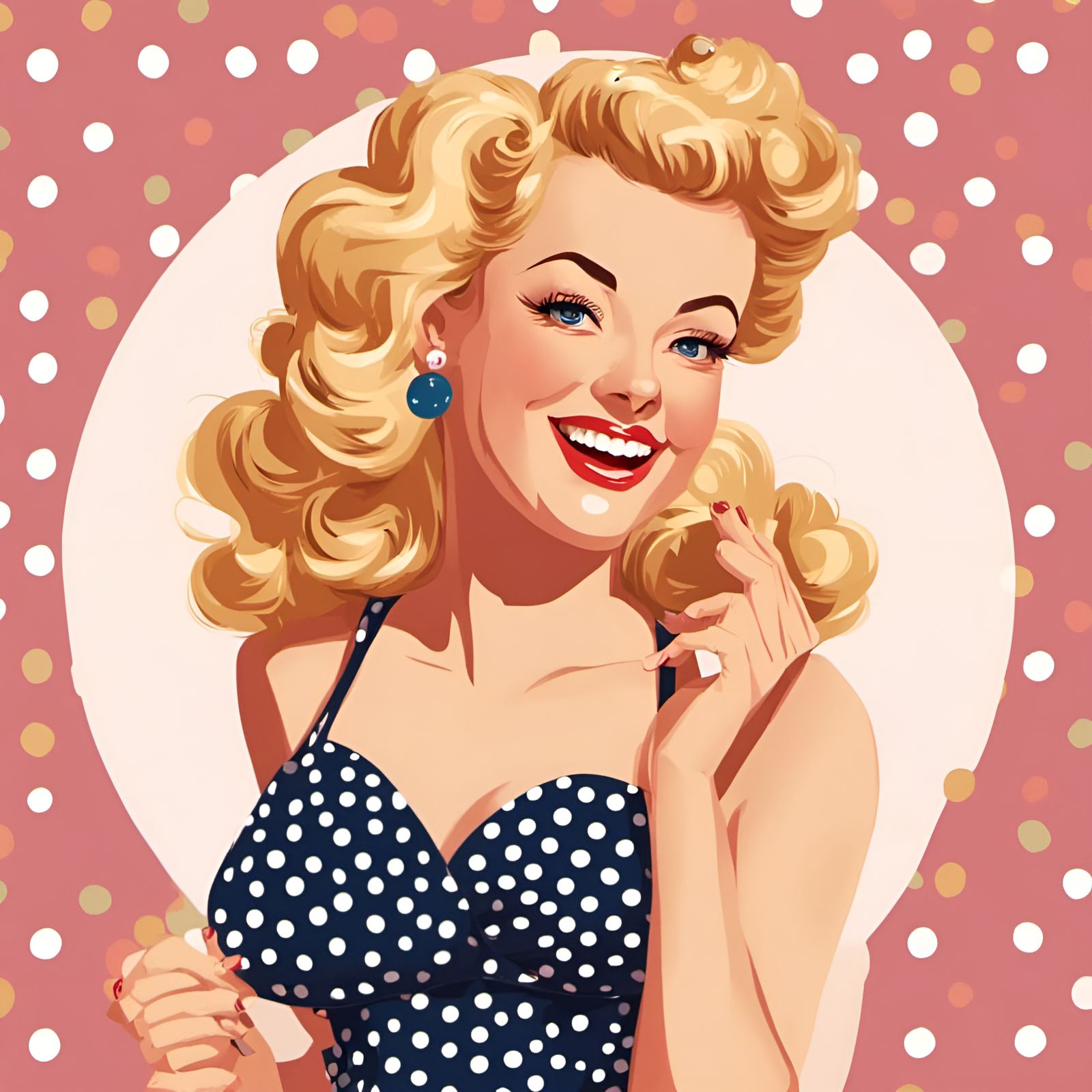 Polka Dot Pin-Up Girl: Vector Illustration
