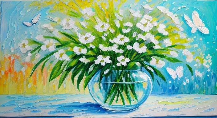 Neo-Impressionist House with Flowers and Butterflies