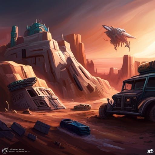 Grimdark Warhammer 40K Desert Racetrack Graffiti Art