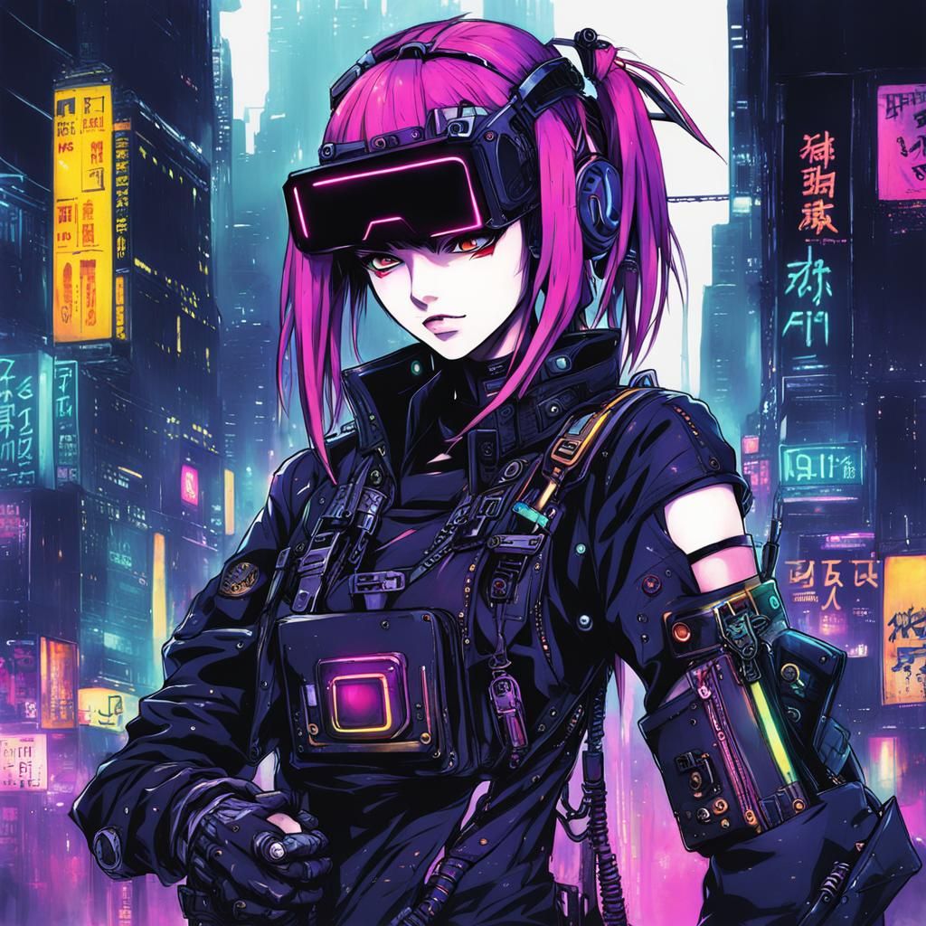 Cyberpunk Anime Scene in Manga Style