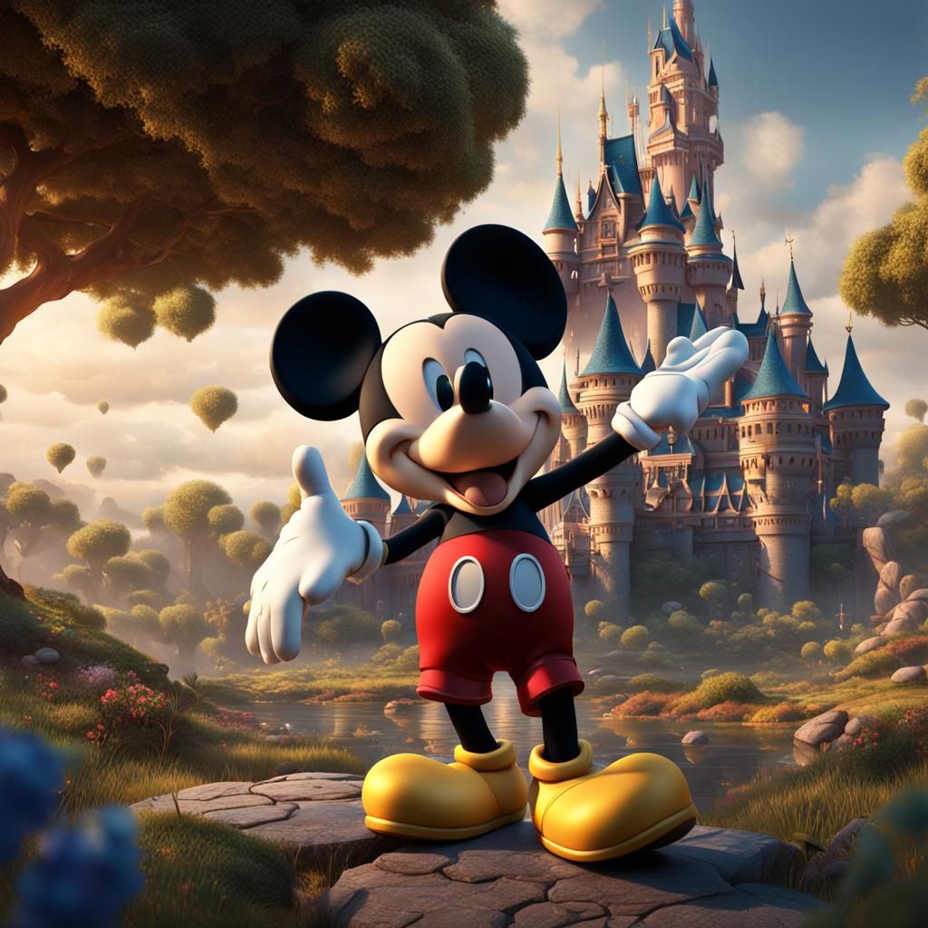 Detailed Matte Painting of Mickey Mouse in Fantasy Art