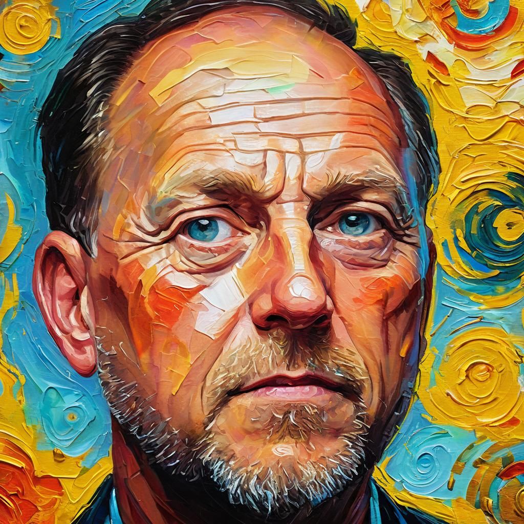 Doctor Looking Up: Expressionist Impasto Oil Painting