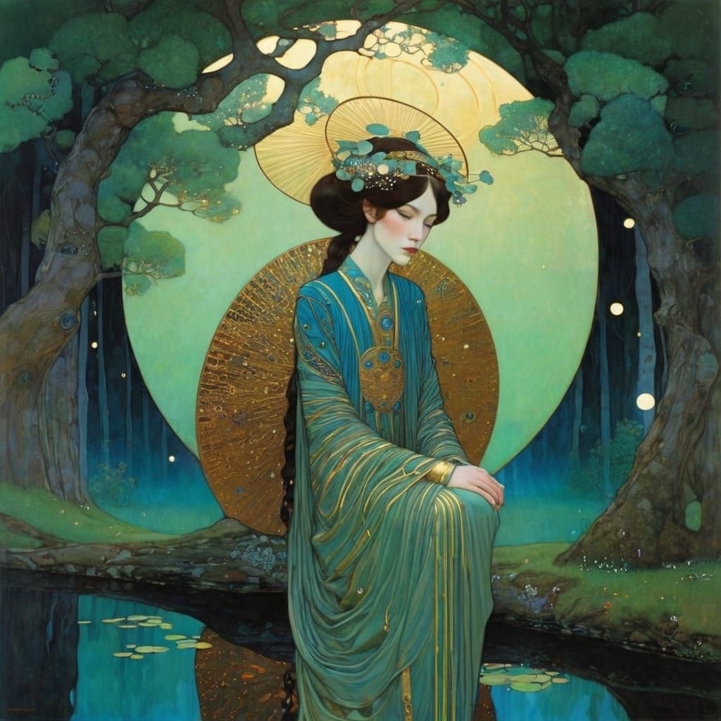 Abstract Portrait in Art Nouveau Comic Style