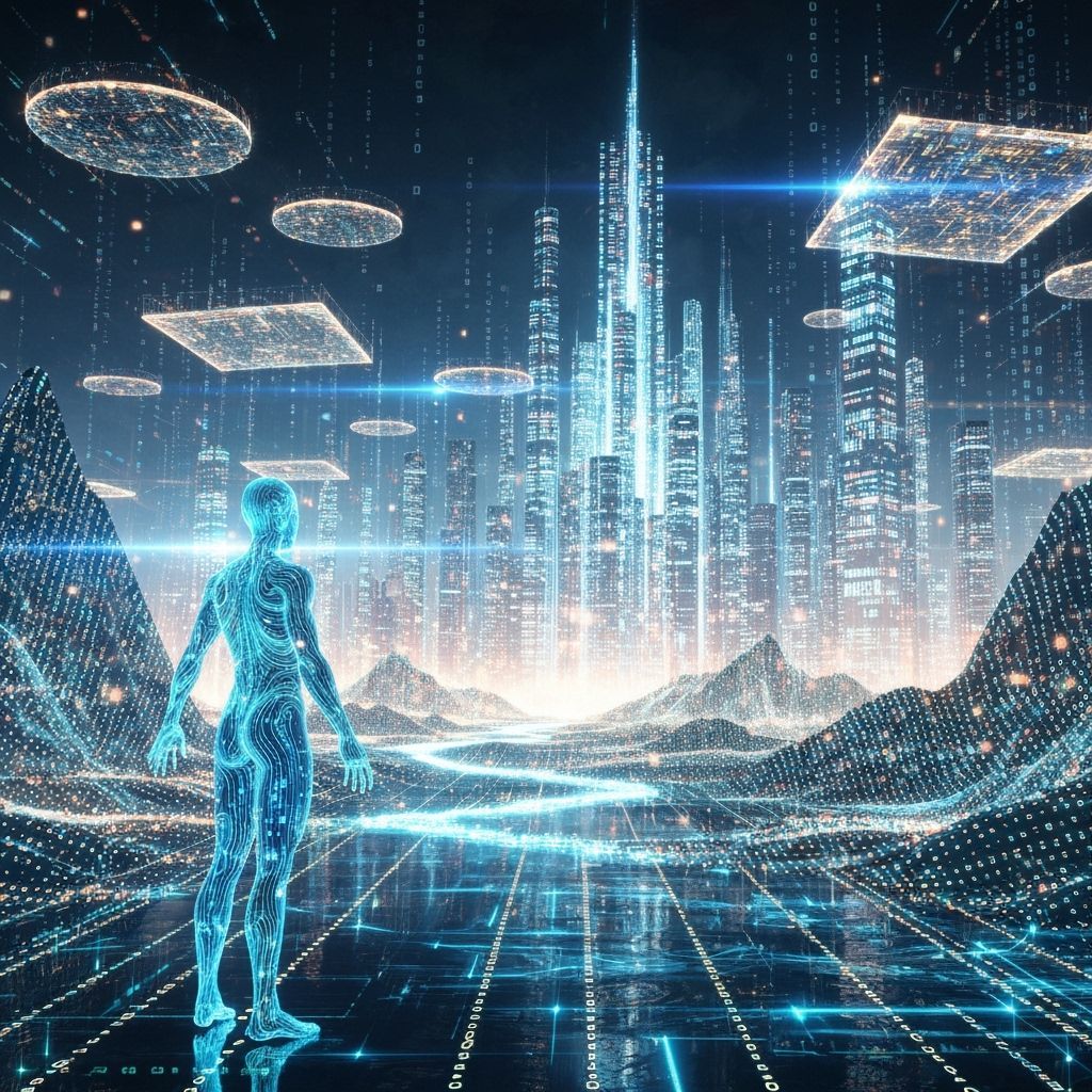 Cybernetic Digital Landscape with City of Data Towers