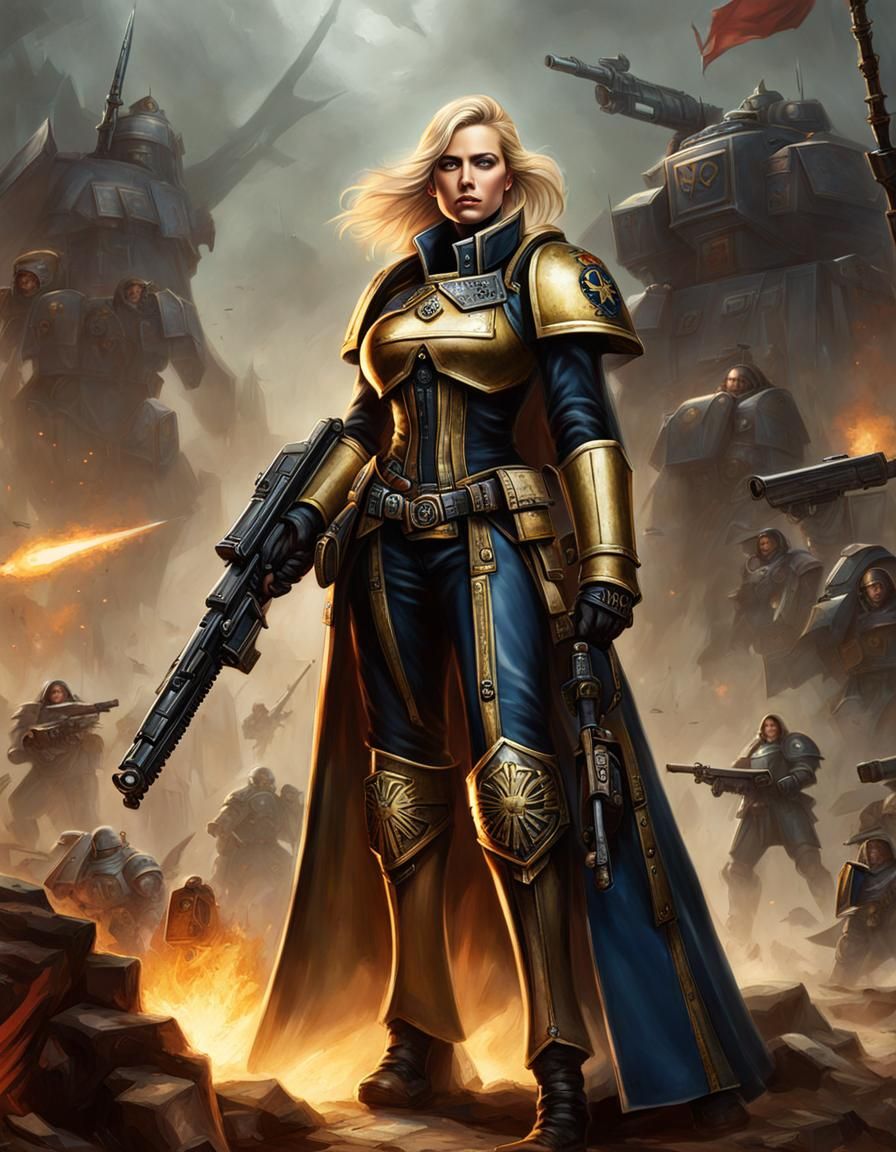 Warhammer 40K Blonde Female Imperial Commander