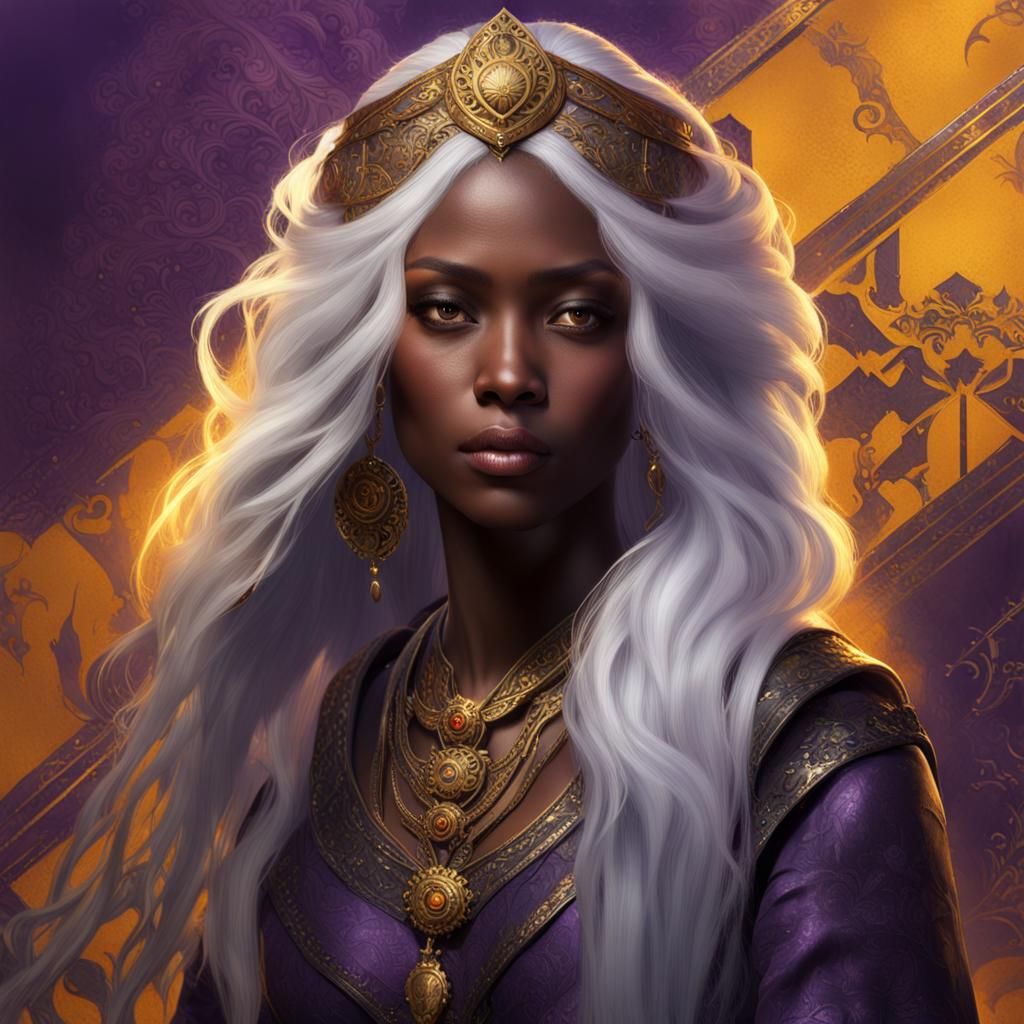 Fantasy Portrait of Woman with White Hair