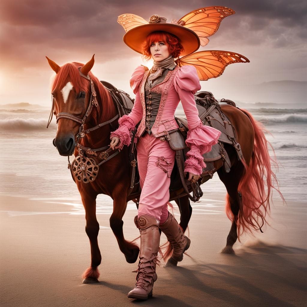 Steampunk Fairy Portrait on California Beach