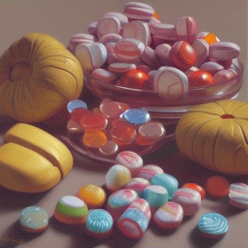 Colorful Candy Still Life Oil Painting