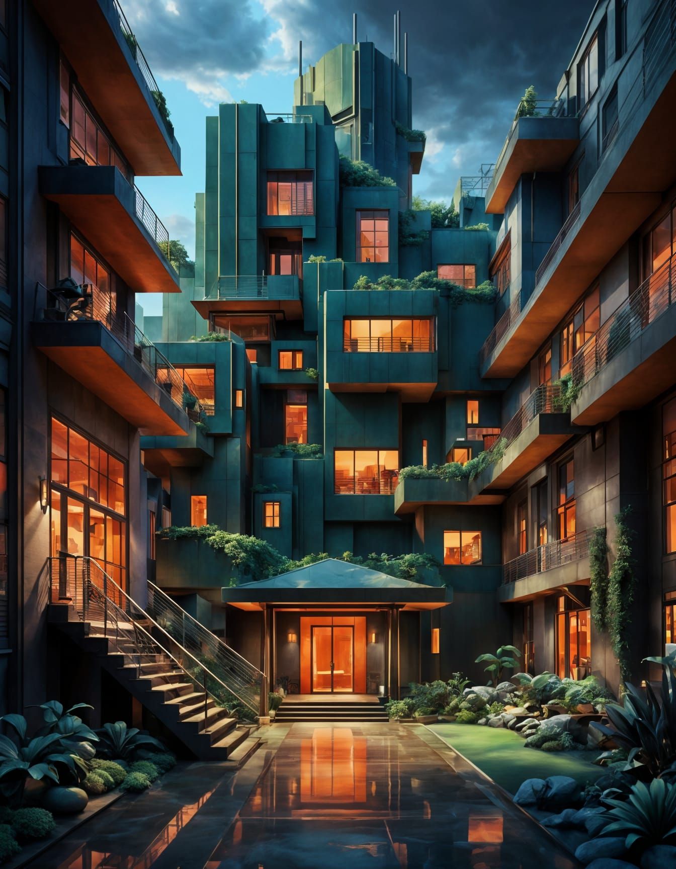 Industrial Scene in Bold Colors